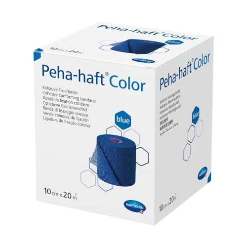 Peha-haft Color Blau Die kohäsive, elastische Fixierbinde mit dem zweifachen Hafteffekt (10 cm x 20 m)