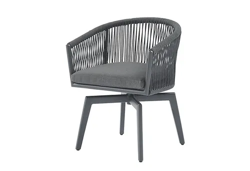 riess-ambiente Gartenstuhl ROPE anthrazit- Aluminium, inkl. Kissen, In- und Outdoor, 360° drehbar (Einzelartikel, 1 St), wetterfester Gartensessel mit Geflecht - ideal für Balkon & Terrasse