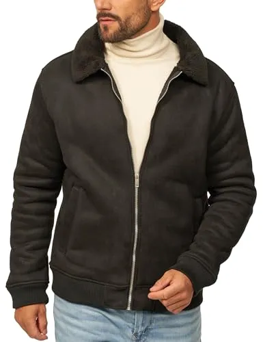 BEHYPE Herren Blouson-Jacke in Leder-Optik mit Teddy-Fleece in schwarz von behype