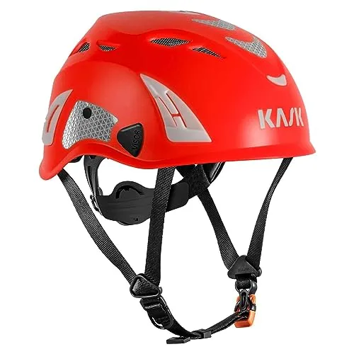 KASK Schutzhelm Superplasma HI VIZ - Schutzhelm für Arbeitsschutz mit Reflexstreifen und 10 Belüftungskanälen, ideal für maximale Sichtbarkeit und Komfort bei der Arbeit.