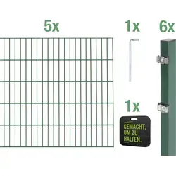 Alberts Doppelstabmattenzaun Grundset, Höhe 80-160 cm - Doppelstabmattenzaun, langlebig und rostgeschützt durch Verzinkung, ideal für zuverlässige Einzäunungen in Garten oder Grundstück.