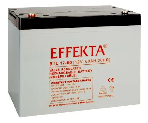 Effekta BTL 12-60 12V 60Ah Blei Akku - Batterien & Akkus, zuverlässiger AGM VRLA Akku mit hoher Kapazität für vielfältige Anwendungen, ideal für Notstromversorgung und Solaranlagen