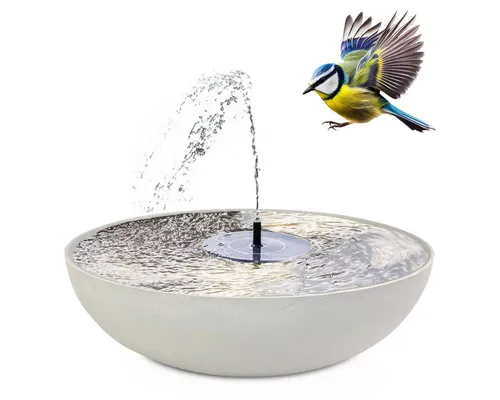 matches21 HOME & HOBBY Solar-Brunnen Set - 45 cm grau - Teichdekoration für draußen, umweltfreundlicher Solarbetrieb für eine entspannende Wasser-Fontäne im Garten. Ideal als Vogeltränke und stilvolle Garten-Deko.