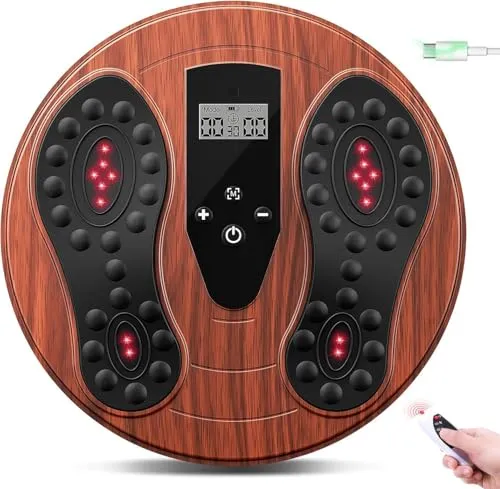 Durchblutungsstimulator Beine mit mit 660 & 850 nm Infrarotlicht, EMS/TENS Fußmassagegerät mit 4 Elektrodenpads – Bei geschwollenen Beinen, müden Füßen, Schmerzen & zur Förderung der Durchblutung