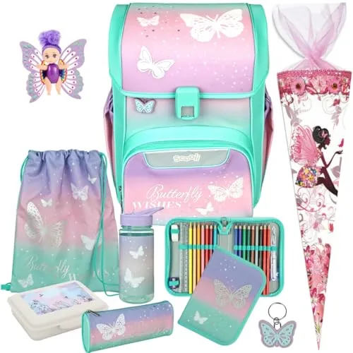 Scooli Butterfly Wishes Schulranzen-Set 9tlg.