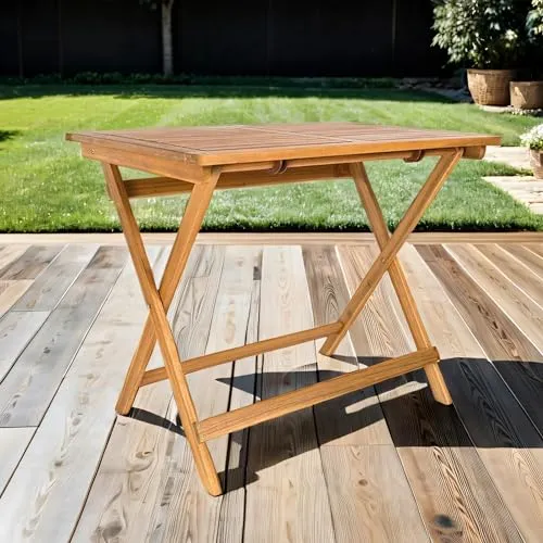 SAM Gartentisch Blossom, Akazienholz massiv & geölt, Klapptisch 80x60 cm, Holztisch für Balkon, Terrasse, Wintergarten oder Garten, pflegeleichtes Unikat