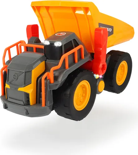 Dickie Toys Volvo Spielzeug Kipplaster mit Gewichtserkennung, Weight Lift Truck, LKW Kipper, erkennt 3 verschiedene Gewichtsstufen, bewegliche Ladefläche, Licht & Sound, inkl. Batterien, 30 cm