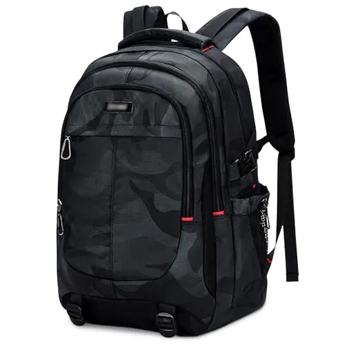 Schulrucksack, Teenager Jungen Schulranzen, Rucksack Herren 17.3 Zoll Laptop, Schwarz Ergonomie Tagesrucksack Schule Schultaschen Daypack Rucksäcke für Reise Universität Jungs Wasserdicht Groß 50CM