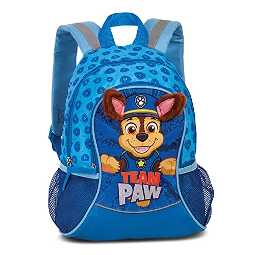 SIEBER Glühwürmchen Kinderrucksack Paw Patrol - Schulranzen für Kinder, marineblau mit Plüschohren und reflektierenden Streifen für Sicherheit und Sichtbarkeit