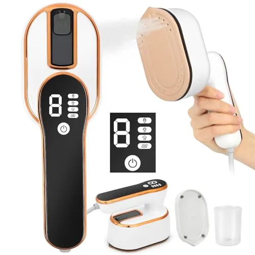 Gaethra Mini-Bügeleisen mit LED-Display und 4 Dampfstufen, tragbares zusammenklappbares Reisebügeleisen mit 1190 W, kleines Dampfbügeleisen für Reisen und Zuhause