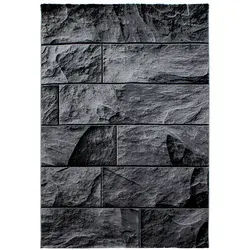 Carpetsale24 Teppich Läufer 80x300 cm Schwarz Modern Steinmauer Kariert Design Kurzflor für Wohnzimmer Schlafzimmer Esszimmer Küche Flur Jugendzimmer Waschbar Pflegeleicht Extra Weich