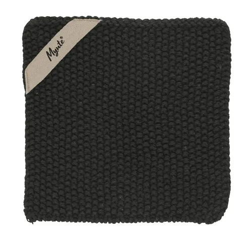 Ib Laursen Topflappen Topflappen MYNTE Pure Black schwarz gestrickt aus Baumwolle 22x22cm