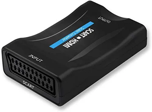 QGECEN SCART auf HDMI Adapter, SCART zu HDMI Video Audio Konverter unterstützen 720/1080P Ausgang für TV Set Top Box VHS VCR PS1 PS2 PS3 Wii Xbox DVD-Player