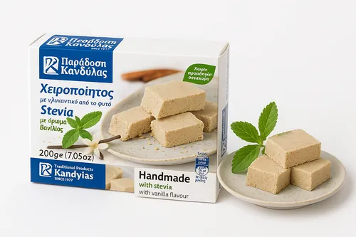 Griechische Halva Vanille-Halva mit Stevia 200g, Süßigkeiten, Snack