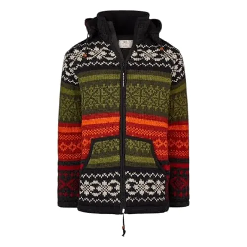 Schafwollstrickjacke 827 bunte Muster | Schafwolle | Strickjacke | Schafwoll-Jacke | Woll-Jacke | Schafwolljacke | Außenjacke (DE/NL/SE/PL, Alphanumerisch, XL, Regular, Regular, Grün)