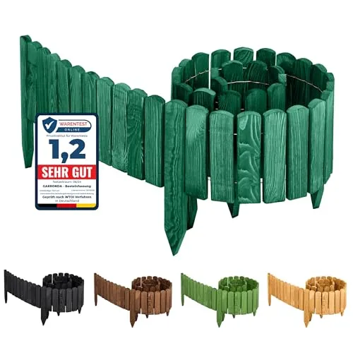 Garronda Beeteinfassung Holz Rollzaun 200 x 8 cm - Flexibler Holzzaun aus imprägniertem Holz, wetterfest und ideal zur Abgrenzung von Beeten im Garten. Einfach zu installieren und anpassbar für jede Form!
