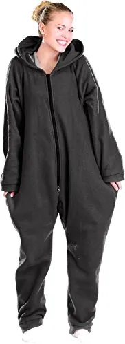 PEARL basic Jumpsuit Erwachsene - Kuscheliger Fleece Ganzkörperanzug in Schwarz, Größe S - Perfekt für kalte Tage: Überziehen, einkuscheln und wohlfühlen! Mit Kapuze und praktischen Reißverschlüssen. Maschinenwaschbar und aus weichem Fleece für höchsten Komfort.