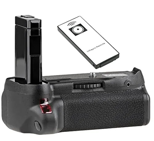 ayex Batteriegriff für Nikon D5500 & D5600 mit IR-Fernauslöser - Foto- & Video-Zubehör: Ergonomischer Batteriegriff für komfortables Hochformat-Fotografieren mit Remote Control und längerer Akkulaufzeit dank Platz für zwei Akkus.