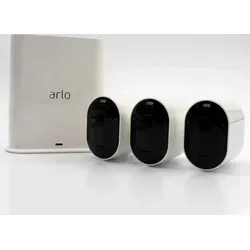Arlo Pro3 WLAN Überwachungskamera aussen, 2K UHD, 3er Set, kabellos, Bewegungsmelder, Farbnachtsicht, 160° Blickwinkel, 2-Wege Audio, mit 90-täg... - Weiß