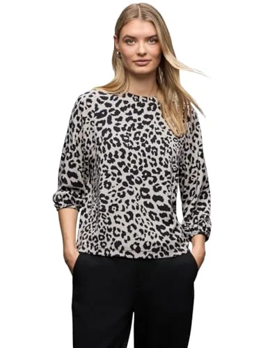 STREET ONE Kurzarmshirt mit grafischem Muster - Modisches T-Shirt für Damen mit elastischen Bündchen und Rundhalsausschnitt. Ideal für Casual-Outfits, bietet hohen Tragekomfort dank angenehmem Stoff.