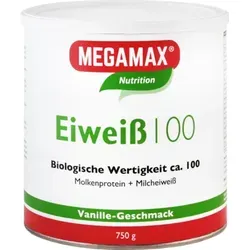 Eiweiss Vanille Megamax Pulver 750 g - Eiweißnahrung mit 80% Molken- und Milcheiweiß, ideal für Sportler. Unterstützt Muskelaufbau und hat nur 5% Kohlenhydrate. Hochwertige Zutaten, hergestellt in Deutschland.