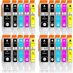 20er Pack Druckerpatronen 26 26XL für Epson XP-600 - Kompatible Druckerpatronen für Epson XP-600, ideal für brillante Druckergebnisse in Schwarz und Farbe. Hohe Reichweite und einfache Füllstandsanzeige sorgen für effizientes Drucken.