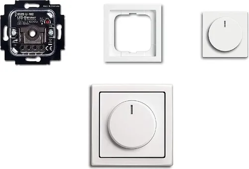 Komplett-Set BUSCH-JÄGER, LED-Drehdimmer in Future Linear Studioweiß -184K neues Modell 6523 U-102 - Nachfolger zu 6523U