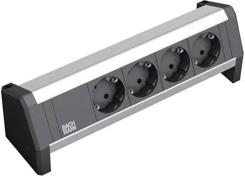 Bachmann Tischsteckdose Desk 1 mit 4x Schutzkontakt, 3m Kabel - Steckdosen & Zubehör – Benutzerfreundliche 35° Anordnung für einfachen Zugang und erhöhten Berührungsschutz für mehr Sicherheit.