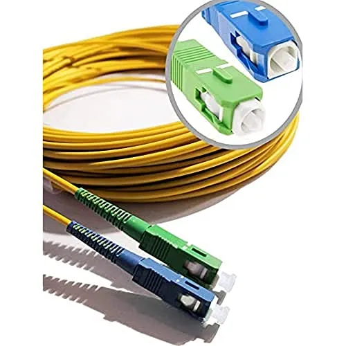 Elfcam® - 10m LWL Glasfaser-Kabel SC/APC auf SC/UPC Stecker, Simplex 9/125μm Patchkabel, Lichtwellenleiter LSZH, Gelb, 10 Meter