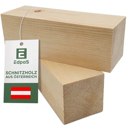 Edpas Schnitzholz Zirbe - 2er Set Holzblock (20x7x7cm) - Großes Drechselholz