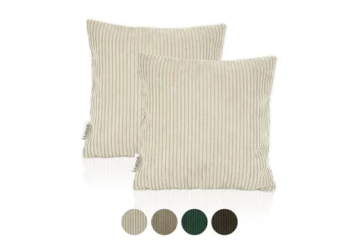 Lycce Dekokissen Kissenbezug 2er Set CORD Stoff (40 x 40 cm) mit Reißverschluß