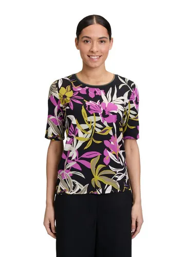 Betty Barclay Basic Shirt Damen Viskose schwarz gemustert - Shirts – Tailliertes Basic-Shirt mit floralem Design und feinen Rippbündchen für einen eleganten Look. Ideal für entspannte Freizeit-Outfits!
