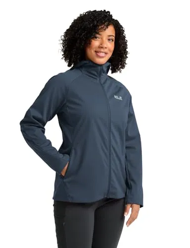 Jack Wolfskin HIKE WITH ME HOODY W Funktionsjacke blau XL (46) - Funktionsjacke für Outdoor-Aktivitäten, atmungsaktiv, wasserabweisend und winddicht, ideal für jedes Wetter.