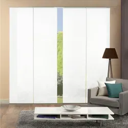 Home Fashion Set-Angebot Roma mit Schiebevorhang ROM, weiß 245 x 60 cm - Hochwertige Schiebevorhänge in verschiedenen Stoffqualitäten, ideal für stilvolle Fensterdekoration. Inklusive Paneelwagen und Alu-Klemmschiene, einfach kürzbar.