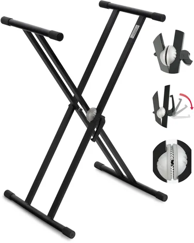 Classic Cantabile X-Keyboardständer Pro II - Höhenverstellbar mit SimpleLock Schnellverstellung, stabil und platzsparend zusammenklappbar, nur 4,5 kg leicht
