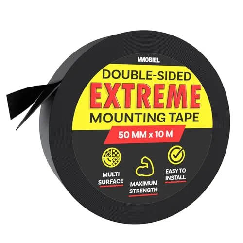 MMOBIEL 50mm Doppelseitiges, Stark Klebend Klebeband für Montage im Innenbereich, Dekoration, Haus, Büro, Teppichbefestigung, LED-Streifenleuchten usw. - 10m Lange Rolle