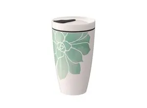 like.Villeroy & Boch Coffee-To-Go-Becher TO GO, TO Stay , Weiß, Beige , Keramik , Blätter , 0,35 L , Kaffee & Tee, Tassen, Thermobecher