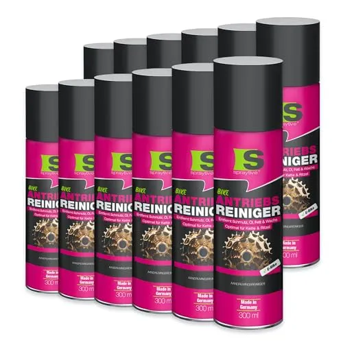 Spraytive Antriebsreiniger Spray 12x300ml – Effektiver Kettenreiniger für Fahrrad & E-Bike - Effektive Reinigung von Kette, Ritzel und Antrieb – entfernt mühelos Öl, Fett und Wachs für einen geschmeidigen Lauf. Ideal für alle Fahrradtypen, auch unterwegs einsetzbar. Hergestellt in Deutschland für höchste Qualität.