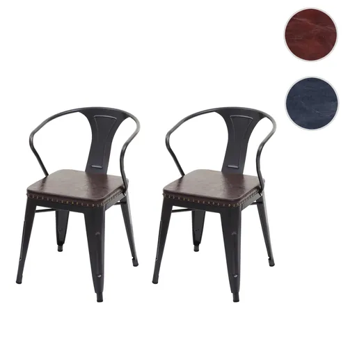 2er-Set Esszimmerstuhl HWC-H10d, stilvoller Küchenstuhl aus Kunstleder