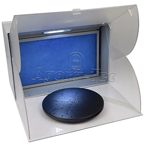 Agora-Tec® Airbrush Spritzkabine Absauganlage AT-ASK-01 mit 4,3m³ Absaugleistung bei nur 52db inkl. Beleuchtung und Drehteller als Zubehör und Lackierkabine für Airbrush Modellbau und Lackierarbeiten
