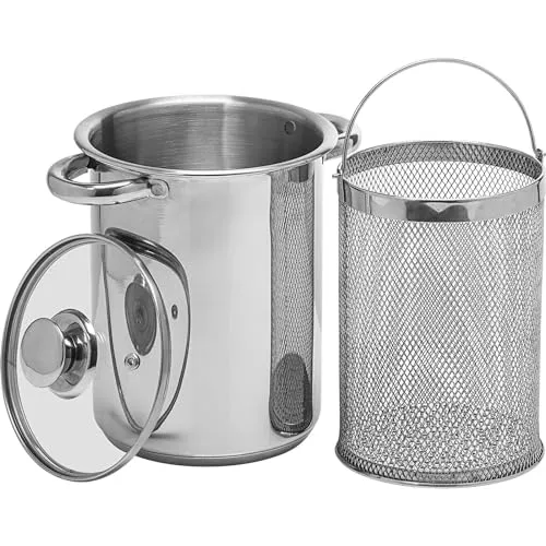 Spargeltopf Kochtopf EDELSTAHL INDUKTION – Vielseitiger Nudeltopf - Kochtöpfe: 4L Mehrzwecktopf aus Edelstahl mit doppeltem Griff, perfekt für Pasta und Gemüse, spülmaschinenfest und für alle Herdarten geeignet.