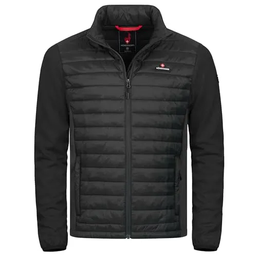 Höhenhorn Kaprun Herren Jacke - Hybridjacke Schwarz Gr. M - Funktionsjacken mit hochwertiger Wattierung, atmungsaktiv und ideal für Outdoor-Aktivitäten oder den Stadtbummel. Die praktische Regenkapuze im Kragen sorgt für zusätzlichen Schutz.