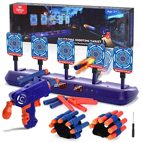 Lehoo Castle Elektrische Zielscheibe mit Spielzeugpistole, Kompatibel mit Nerf, 20 Schaumstoffdarts, Automatisches Punktesystem, Spielzeug für Jungen ab 6 7 8 9 Jahren