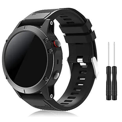 TOPsic Fenix 5 Sportuhr Armband - Silikon Sportarmband Uhr Armband Ersatzarmband mit Werkzeug für Fenix 5/Fenix 5 Plus/Fenix 6/Fenix 6 Pro/Fenix 7/Fenix 7 Solar/Fenix 7 Sapphire Solar/Fenix 8 47mm