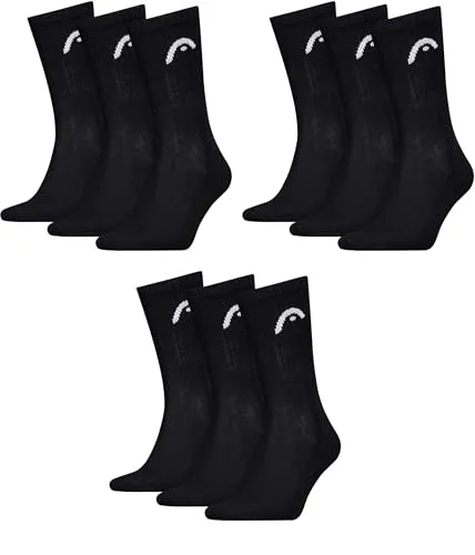 HEAD Herren Sportsocken Crew 9P (43-46, Black)