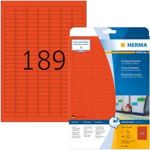 Herma Universaletiketten 4244, Special, rot, 25,4 x 10mm, ablösbar, 20 Blatt, 3.780 Stück