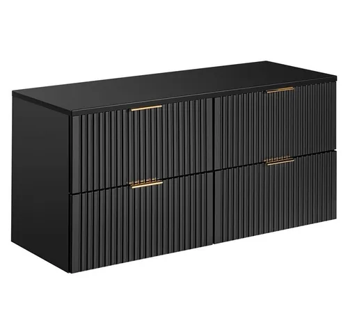 Lomadox Waschbeckenschrank ADELAIDE-56-BLACK schwarz - Waschbeckenunterschrank in elegantem matt schwarz mit gerillter Front, Softclose-System und hochwertiger Verarbeitung – ideal für stilvolle Badezimmer.