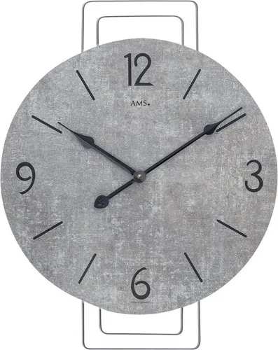 AMS Wanduhr - Made in Germany, grau|schwarz - Stilvolle Wanduhr für Wohnzimmer, Küche und Büro, gefertigt aus hochwertigem Messing und Holz. Präziser Quarz-Antrieb für zuverlässige Zeitmessung.