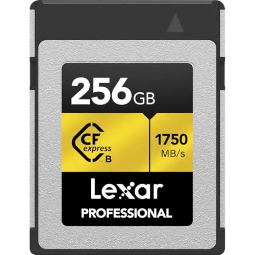 Lexar CFexpress PRO Type B Gold Series 256GB - High-Speed Performance - Speicherkarten mit 256GB Kapazität, R1750/W1500MB/s für blitzschnelles Speichern von 4K-Videos und Fotos.