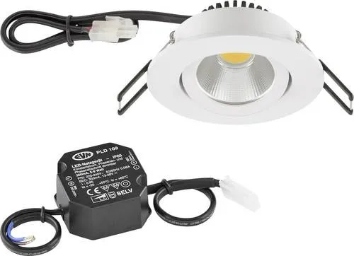 EVN Lichttechnik P-LED Deckeneinbauleuchte 3000K - Rund, Energieeffizient - Unterbauleuchte mit fest verbautem LED-Chip, ideal für effektvolle Raumbeleuchtung. Schwenkbar und mit 620 lm Lichtstrom, perfekt für vielfältige Anwendungen im Innenbereich.